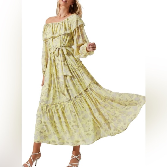 NWT ASTR the Label off shoulder maxi dress size large - Picture 1 of 13